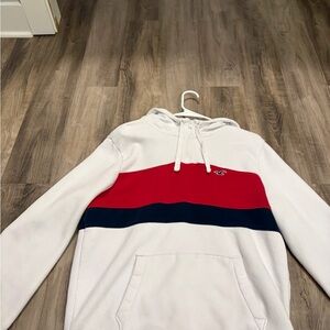 American Eagle Outfitters White, Red, and Navy Hoodie